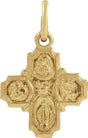 14K Yellow Gold 8x8 mm Four-Way Cross Medal 