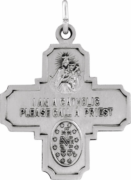 Sterling Silver 25x24 mm Four-Way Cross Medal  