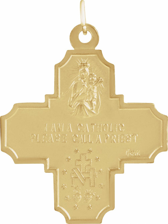 14K Yellow Gold 30x29 mm Four-Way Cross Medal