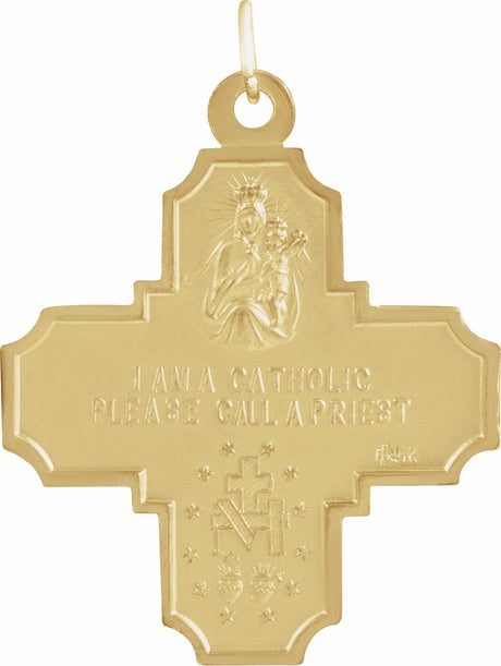 14K Yellow Gold 30x29 mm Four-Way Cross Medal