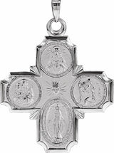 14K White Gold 30x29 mm Four-Way Cross Medal 
