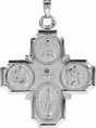 14K White Gold 30x29 mm Four-Way Cross Medal 