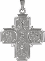 14K White Gold 25x24 mm Four-Way Cross Medal 