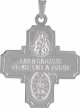 14K White Gold 25x24 mm Four-Way Cross Medal 