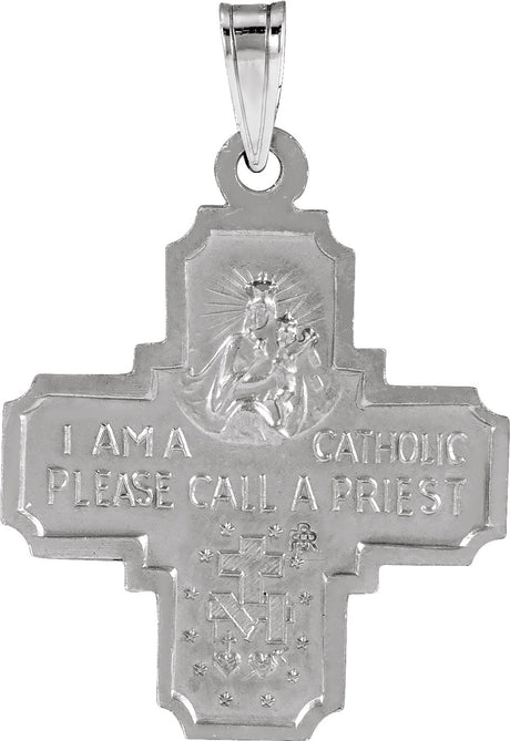 14K White Gold 18x18 mm Four-Way Cross Medal
