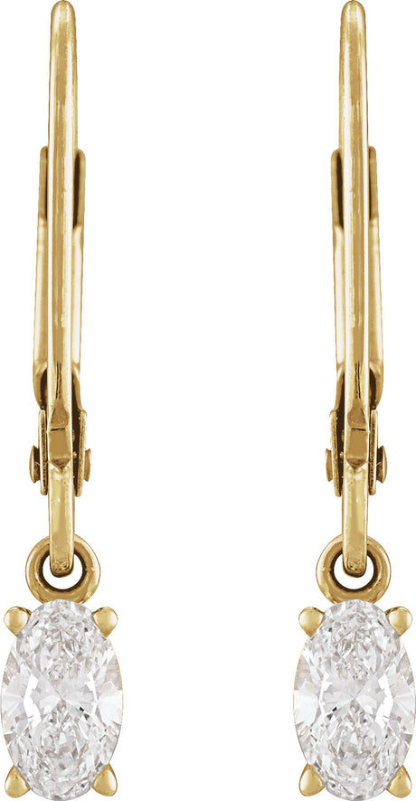 14K Yellow Gold 1/2 CT Lab-Grown Diamond Dangle Earrings