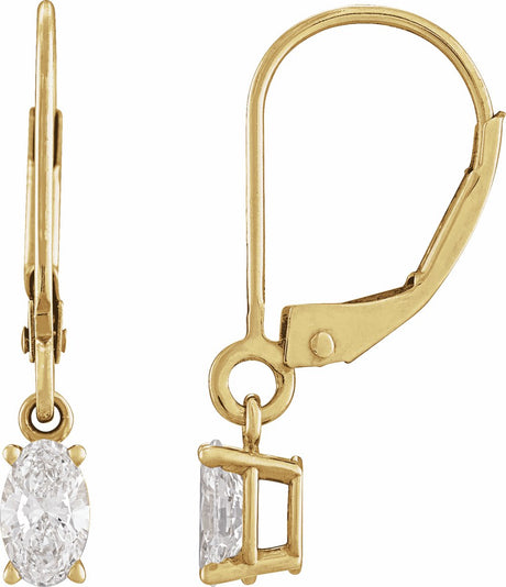 14K Yellow Gold 1/2 CT Natural Diamond Dangle Earrings