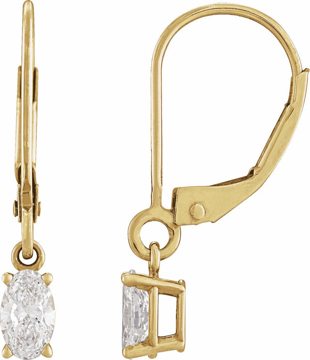14K Yellow Gold 1/2 CT Natural Diamond Dangle Earrings