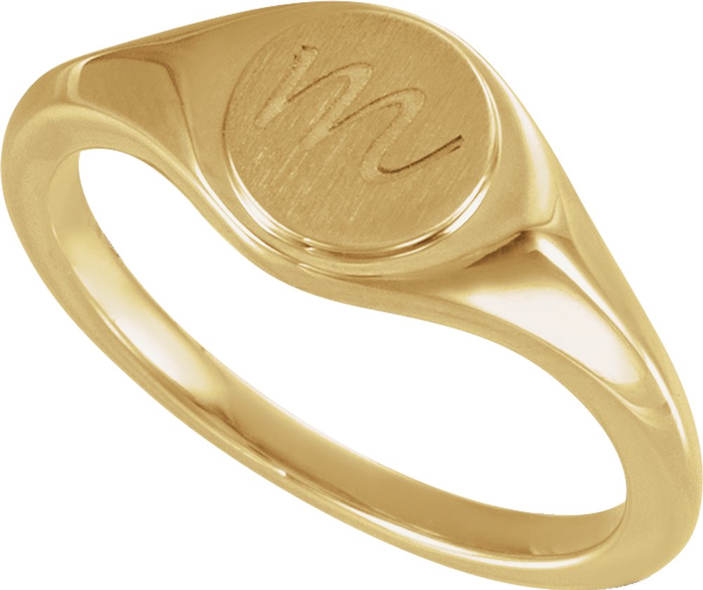14K Yellow Gold 7 mm Round Signet Ring
