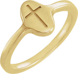 14K Yellow Gold Cross Signet Ring