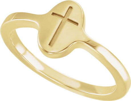 14K Yellow Gold Cross Signet Ring