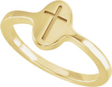 14K Yellow Gold Cross Signet Ring