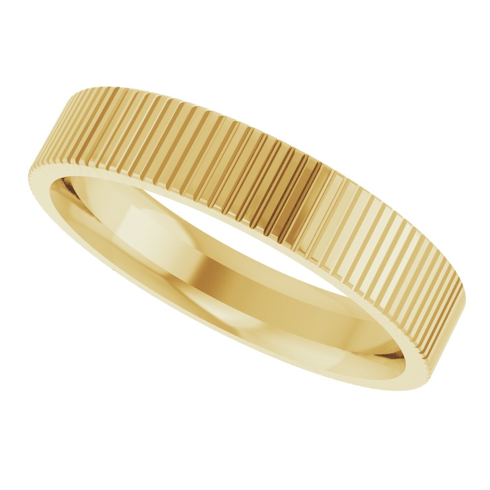 18K Yellow Gold 4 mm Grooved Flat Band Size 5.5