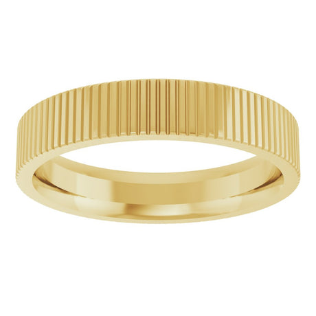 10K Yellow Gold 4 mm Grooved Flat Band Size 7