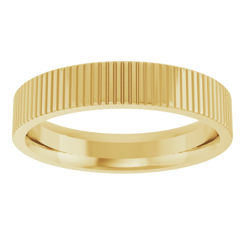 18K Yellow Gold 4 mm Grooved Flat Band Size 5.5