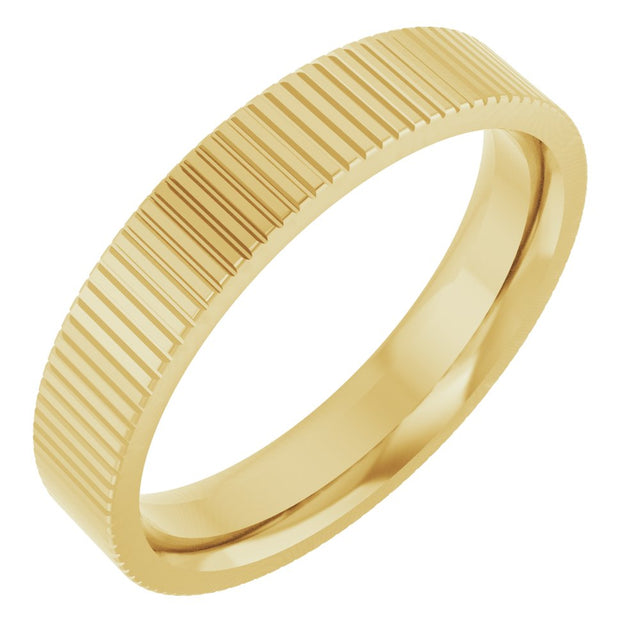 18K Yellow Gold 4 mm Grooved Flat Band Size 5.5