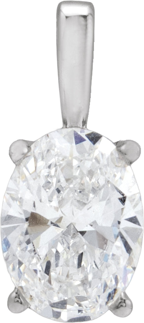 14K White Gold 2 CT Lab-Grown Diamond Pendant