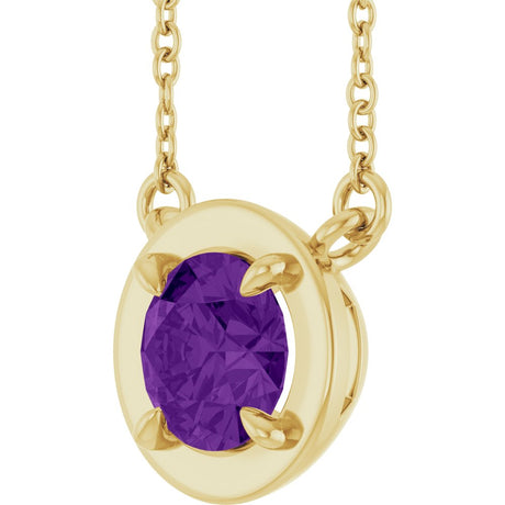 14K Yellow Gold 6 mm Round Natural Amethyst 18" Necklace