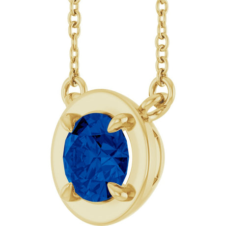 14K Yellow Gold Lab-Grown Blue Sapphire 18" Necklace