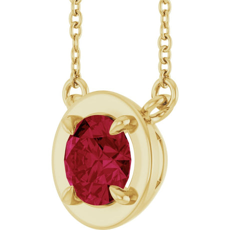 14K Yellow Gold Lab-Grown Ruby 18" Necklace