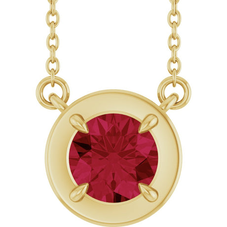 14K Yellow Gold 6 mm Round Lab-Grown Ruby 18" Necklace