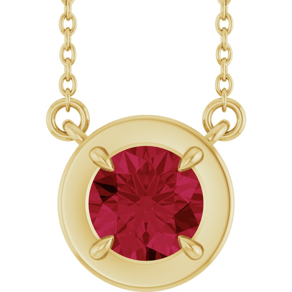 14K Yellow Gold Lab-Grown Ruby 18" Necklace