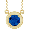 14K Yellow Gold 6 mm Round Lab-Grown Blue Sapphire 18" Necklace