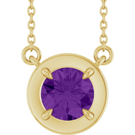 14K Yellow Gold 6 mm Round Natural Amethyst 18" Necklace