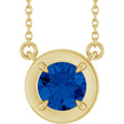 14K Yellow Gold Lab-Grown Blue Sapphire 18" Necklace