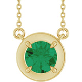 14K Yellow Gold Lab-Grown Emerald 18" Necklace