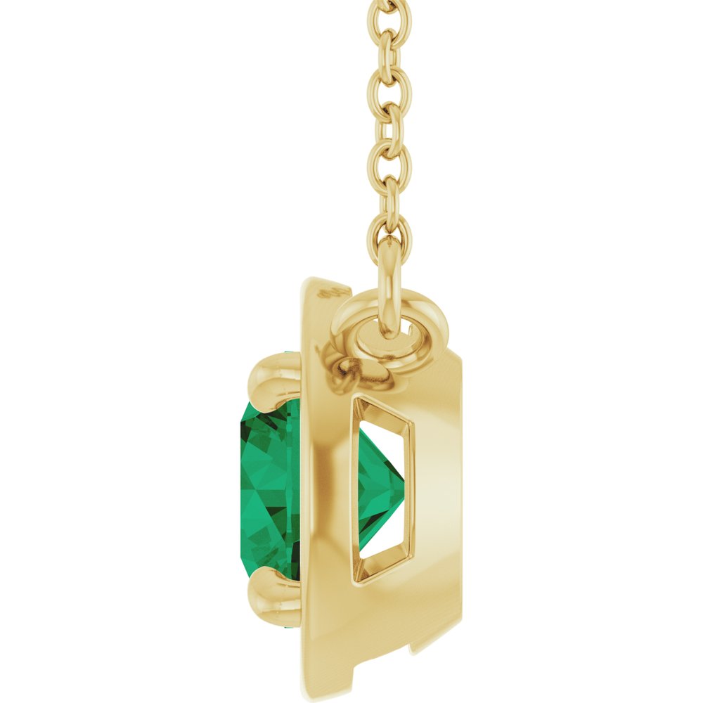 14K Yellow Gold Lab-Grown Emerald 18" Necklace