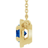 14K Yellow Gold Lab-Grown Blue Sapphire 18" Necklace