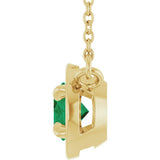14K Yellow Gold Lab-Grown Emerald 18" Necklace