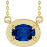 14K Yellow Gold Lab-Grown Blue Sapphire 18" Necklace