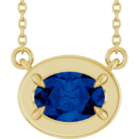 14K Yellow Gold Lab-Grown Blue Sapphire 18" Necklace