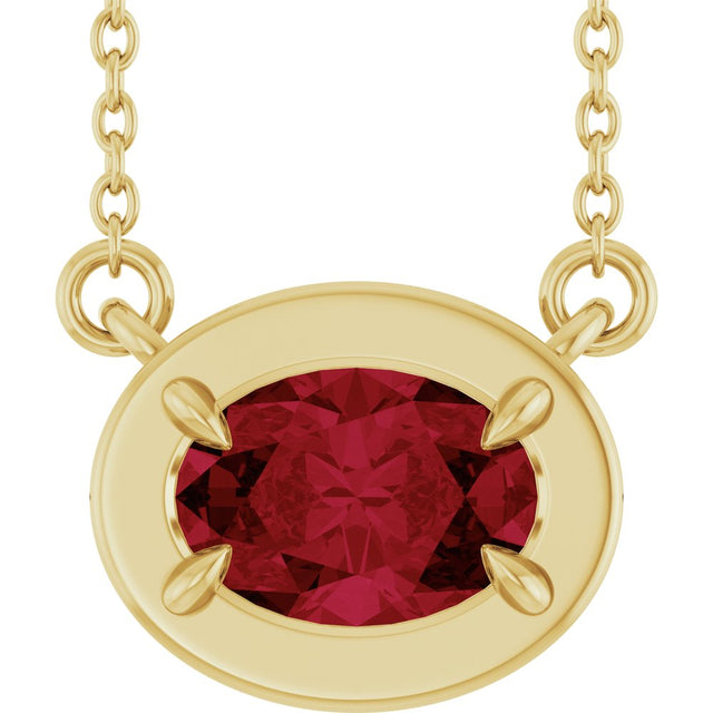 14K Yellow Gold Lab-Grown Ruby 18" Necklace
