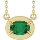 14K Yellow Gold Lab-Grown Emerald 18" Necklace