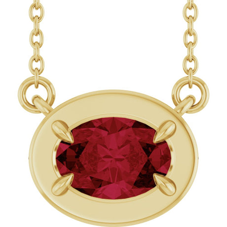 14K Yellow Gold 7x5 mm Oval Lab-Grown Ruby 18" Necklace