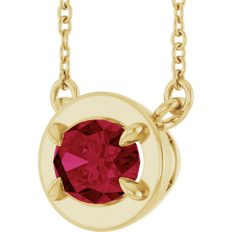 14K Yellow Gold 7x5 mm Oval Lab-Grown Ruby 18" Necklace