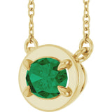 14K Yellow Gold Lab-Grown Emerald 18" Necklace