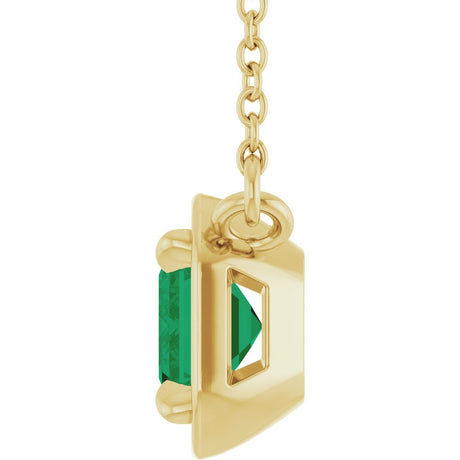 14K Yellow Gold Lab-Grown Emerald 18" Necklace