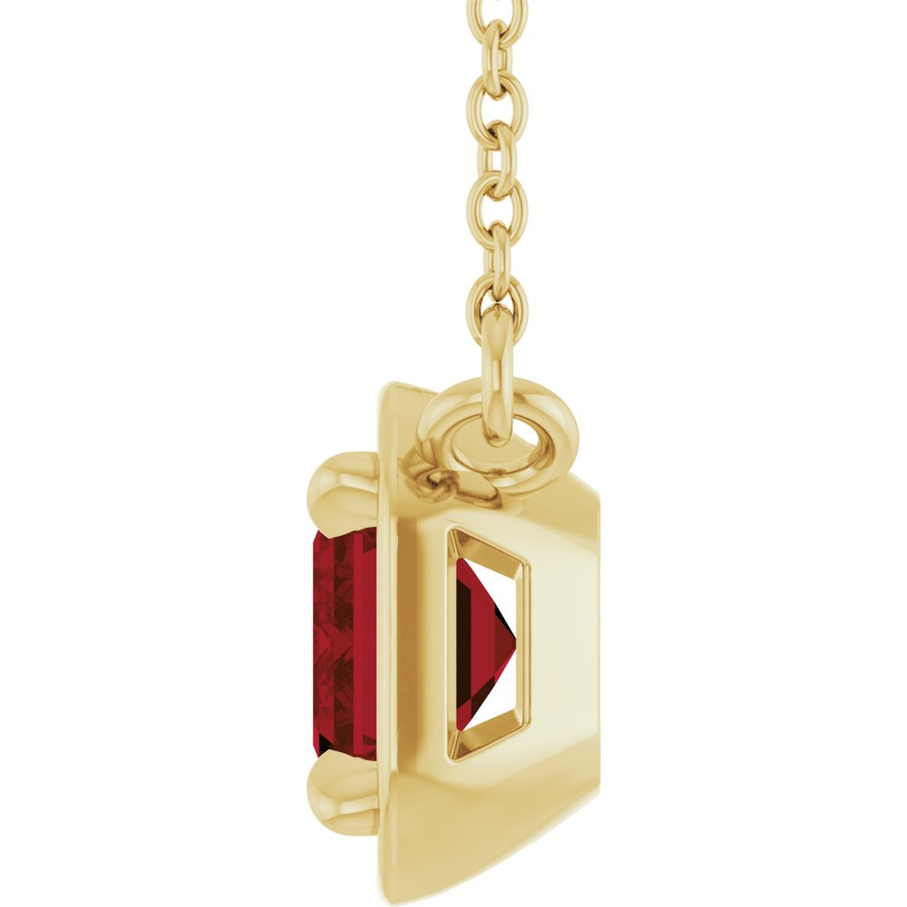 14K Yellow Gold 7x5 mm Emerald Natural Garnet 18" Necklace