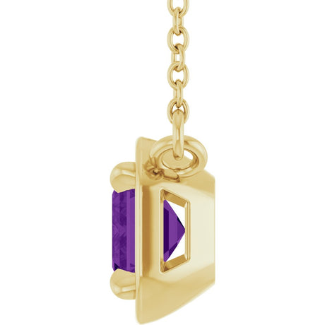 14K Yellow Gold 7x5 mm Emerald Natural Amethyst 18" Necklace