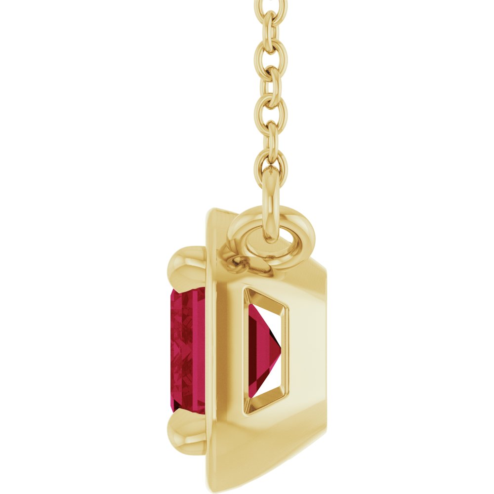 14K Yellow Gold Lab-Grown Ruby 18" Necklace