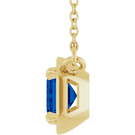 14K Yellow Gold Lab-Grown Blue Sapphire 18" Necklace