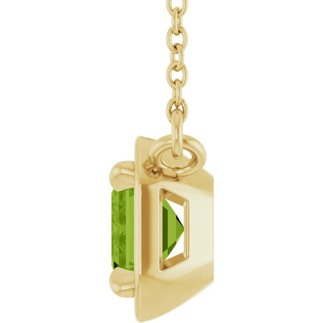 14K Yellow Gold 7x5 mm Emerald Natural Peridot 18" Necklace