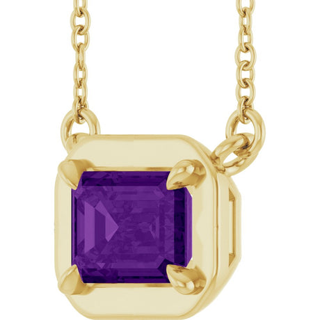 14K Yellow Gold Natural Amethyst 18" Necklace