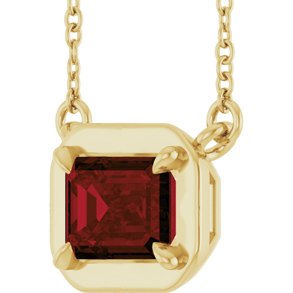 14K Yellow Gold 7x5 mm Emerald Natural Garnet 18" Necklace