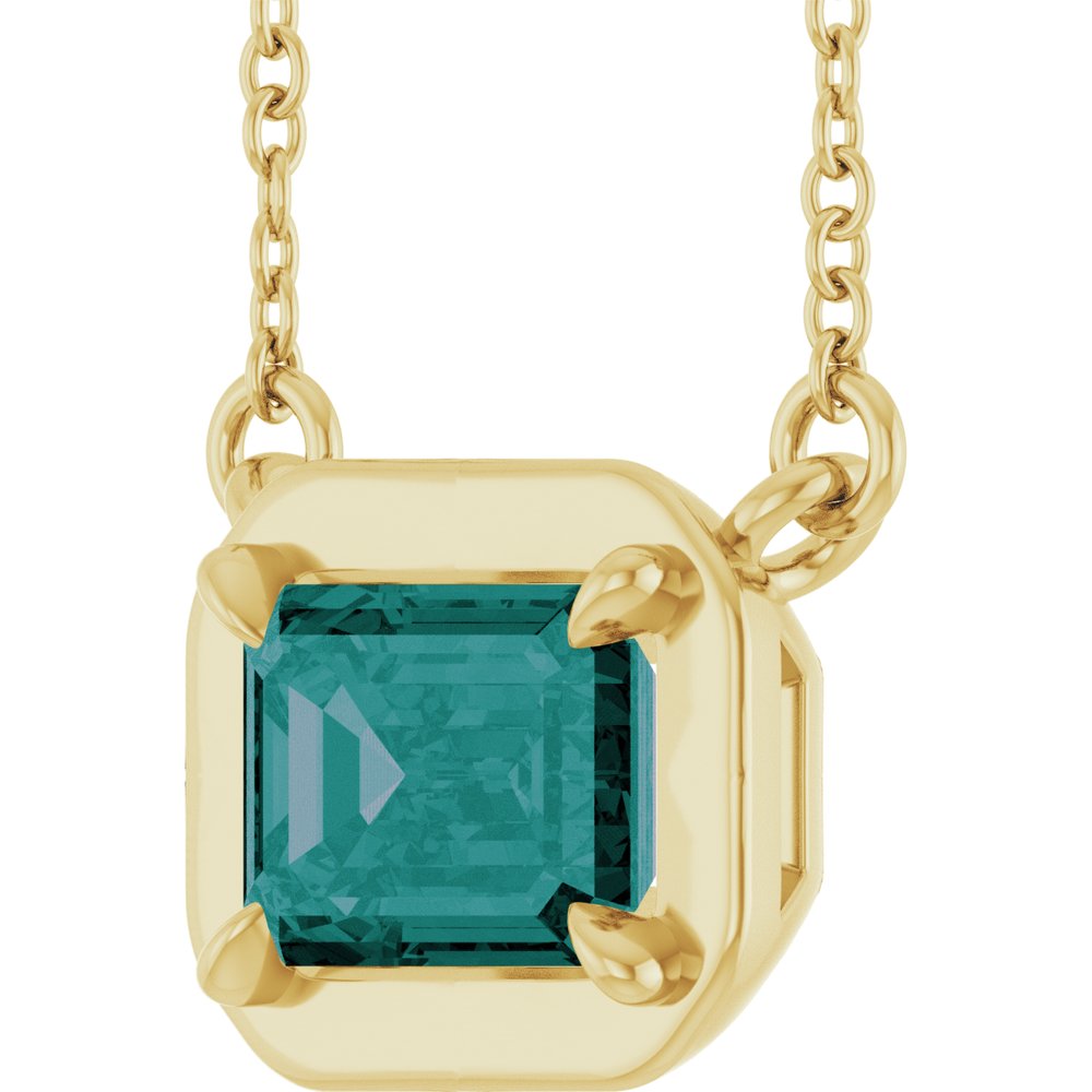 14K Yellow Gold Lab-Grown Alexandrite 18" Necklace