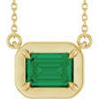 14K Yellow Gold Lab-Grown Emerald 18" Necklace